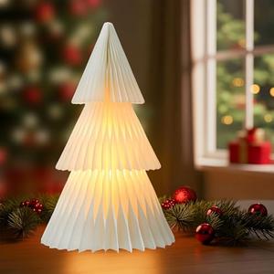 Fenyluxe 19.7in Giant Light Up Honeycomb Paper Christmas Tree, Indoor Christmas Decorations and Holiday Centerpieces for December Holiday Season Home Office and Xmas Party Supplies