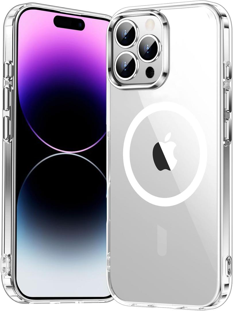 Temdan for iPhone 14 Pro Max Case Clear, [Compatible with Magsafe][Anti-Yellowing][Military-Grade Protection] Shockproof Slim Magnetic Phone Case for iPhone 14 Pro Max, Transparent