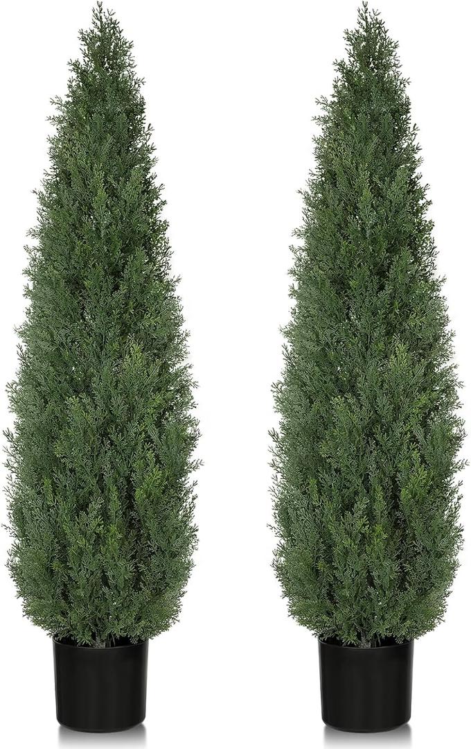 Artificial Cedar Tree for Outdoor 4FT, UV Protection Faux Cedar Bushe 2 Set
Topiary UV Protection and Lush Fake Cypress Shrubs for Front Door Porch Patio Garden Balcony Fence Outside Decoration