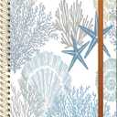 Ruled Spiral Writing Notebook,A5 Hardcover Lined College Journal for Women,Strong Twin-Wire Binding with Premium Paper,8.4" X 6",Perfect for School,Office,Home(Sea Shells Coral Stars)