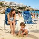 SUNNYFEEL Oversized Tall Folding Beach Chair Lightweight, 17" Portable Sand Chair for Adults Heavy Duty 500 LBS with Cup Holders, Foldable High Camping Lawn Chairs for Camp/Outdoor/Picnic/Sports, 1-Pack