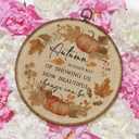 TLESKE Vintage Fall Pumpkin Leaves Round Wall Art Decor Framed 10x10, Beige Autumn Canvas vintage Wall Art Prints Artwork, Thanksgiving Wall Hanging Room Door Decor Decorations for Bedroom Living Room