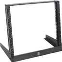 RIVECO 10U Desktop Rack for Audio & Network Devices 19 Inch 2 Post Open Frame Shelf with Reinforced Beam, Free Standing Racks for IT Server Sound AV Music Recording Equipment