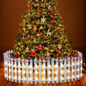 Sasylvia Christmas Fence Decorations Xmas Wooden Picket Fences Xmas Tree Fences Holiday Indoor Fence for Dogs Pets Christmas Tree Garden Grass Lawn Home Decoration(30 PCS,12 x 4 Inch)