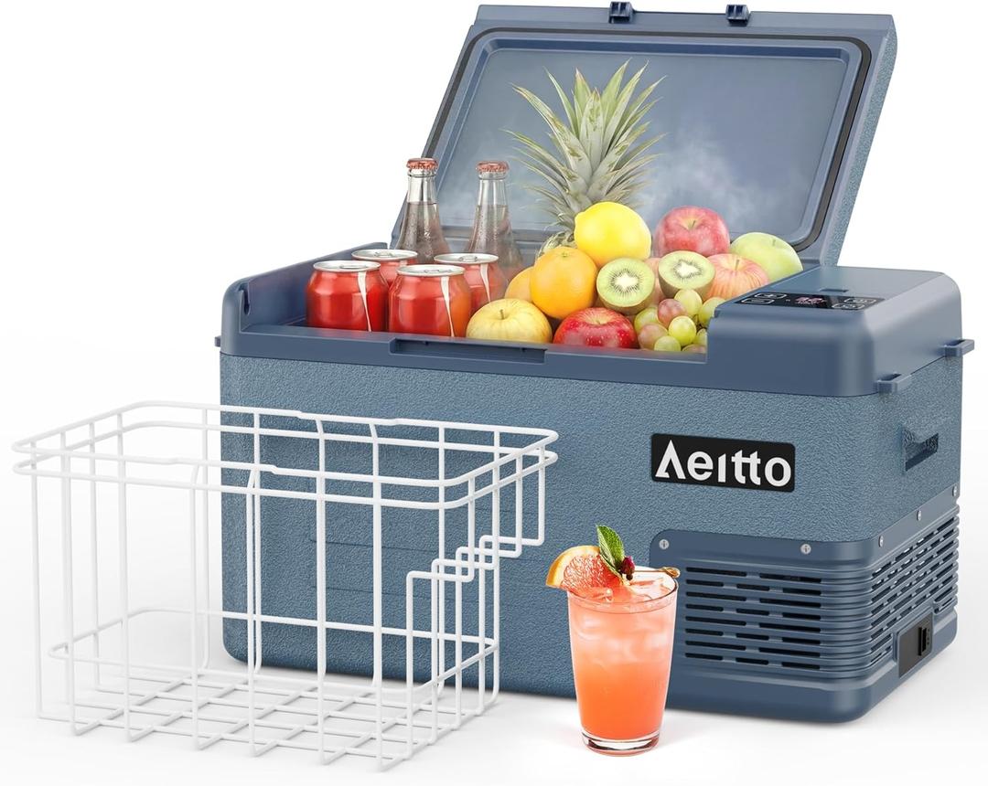 Aeitto 12 Volt Car Refrigerator 25Quart Car Fridge Freezer Electric Cooler Portable Cooler 12V Fridge RV Refrigerator -4℉-68℉ Temp Control 12/24V DC & 100-240V AC for Travel, Camping, RV, Road