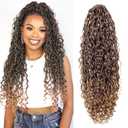 Goddess Locs Crochet Hair Boho Crochet Locs hair Pre-Looped Crochet Hair with Curly Ends Soft Locs Crochet Braids Hippie Locs Crochet Hair for Black Women (1B/27#, 22 inch)