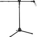 Rockville GIGSTAND Dual Metal Microphone Stand with (2) Mic Clips, 26.37 Detachable Boom Arm, Adjustable 31"-55" Height, Foldable Tripod Base