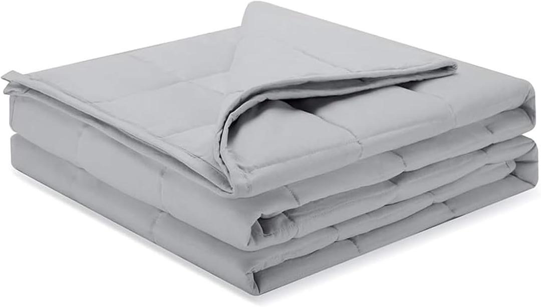 Weighted Idea Weighted Blanket for Adults (Light Grey,48"x72",15lbs) Cooling Breathable Heavy Blanket with Premium Glass Beads All-Season Soft Thick Comfort