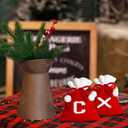 2 x Christmas Knit Drawstring Gift Bag Xmas Red and White Santa Sack with Alphabet Letter Design Reusable Wrapping Bag for Xmas Candy Goodie Party Favor 6.5 x 5.1 Inch Letter C