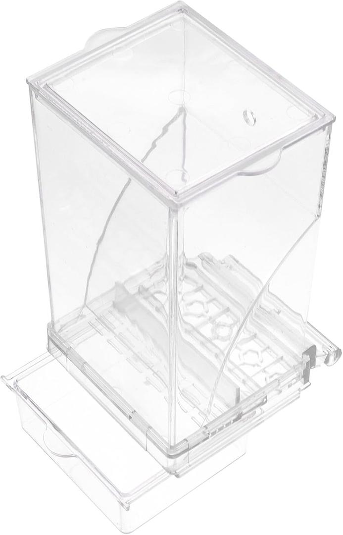 HEMOTON Automatic Bird Feeder for Parrots and Finches Indoor Cage Food Dispenser with Anti-Spill Design Plastic Reusable Bird Food Container