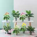 Beebel Artificial Flower 17 inches Calla Lily Silk Plant Fake Bonsai Flowers Greenery Plants for Indoor Outdoor Home Office Bedroom Table Centerpieces Party Decoration 2 Pack (Yellow, 2)