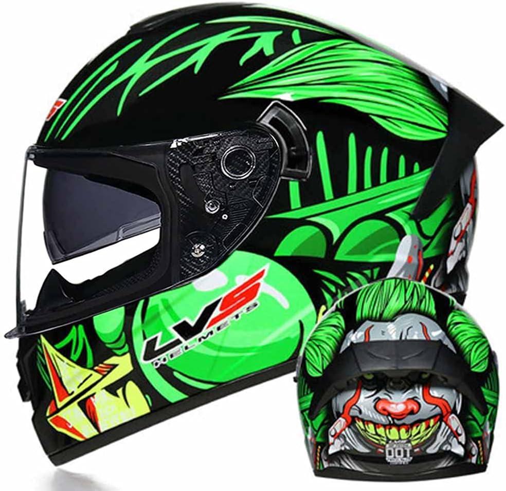 Full Face Motorcycle Helmet DOT Approved Motorbike Moped Street Bike Racing Crash Helmet, Men and Women (Medium, Transparent goggles)