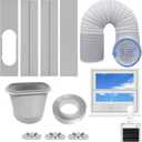 Portable Air Conditioner Vent Kit with 5.9" Exhaust Hose Universal Seal for AC Unit, Window Kit with Coupler for Sliding Horizontal or Vertical Windows