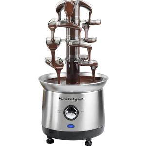 Nostalgia 4 Tier Electric Chocolate Fondue Fountain Machine for Parties - Melts Cheese, Queso, Candy, and Liqueur - Dip Strawberries, Apple Wedges, Vegetables, and More - 32-Ounce - Stainless Steel