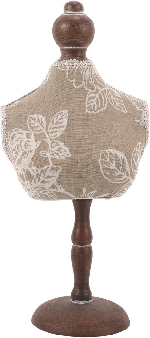 CALLARON Mannequin Jewelry Display, Pendant Necklace Holder Mannequin Head Jewelry Display Stand Bust Wooden Choker Display Mannequin Stand for Show Selling 14.15X 6.68X4.32inch