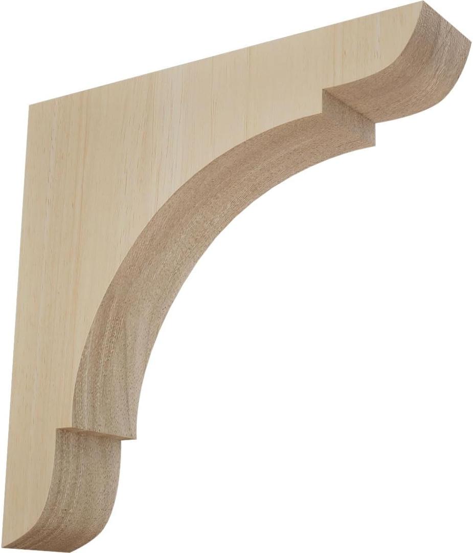 Ekena Millwork BKTW01X08X08OLRW Medium Olympic Wood Wood Brackets, 1 3/4"W x 8"D x 8"H , Rubberwood