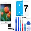 Brinonac Screen Replacement for iPhone 7 4.7 inch LCD Digitizer Touch Screen LCD Replacement Screen Frame Assembly Full Set with Tools and Screen Protector (White)