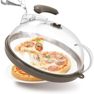 Microwave Splatter Cover with Water Steamer, Upgraded Microwave Cover for Food with Handle, Clear Plate Covers, Splatter Guard, Kitchen Essentials Gadgets, House Warming Gifts New Home, 10 Inch (Grey)