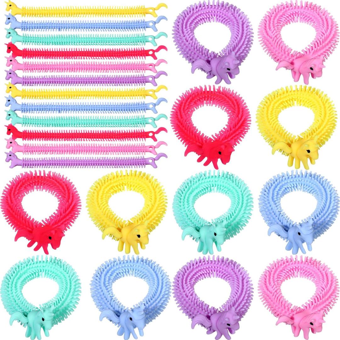 Libima 100 Pcs Stretchy String Fidget Toys Unicorn Sensory Stretchy Strings Animal Sensory Toys Bulk for Adult Stress Anxiety Relieve Relaxing Party Favors(Unicorn)