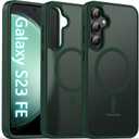 Oterkin Magnetic for Samsung Galaxy S23 Fe Case Matte, S23 Fe Phone Case Compatible with MagSafe Frosted Translucent Shockproof Anti-Scratch Slim Fit Case Military Grade Protection (Dark Green)