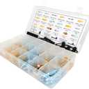 90 PCS 18 Types Brake Caliper & Wheel Cylinder Bleeder Screw Brake Valve Screw Assortment with 15pcs Dust Caps, Standard SAE & Metric Bleeding Screws Bleed Kit Replace 30300