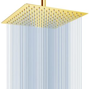 Rain Shower Head - Voolan 12 Inches Large Rainfall Shower Head Made of 304 Stainless Steel - Perfect Replacement For Your Bathroom Showerhead (12" Gold)