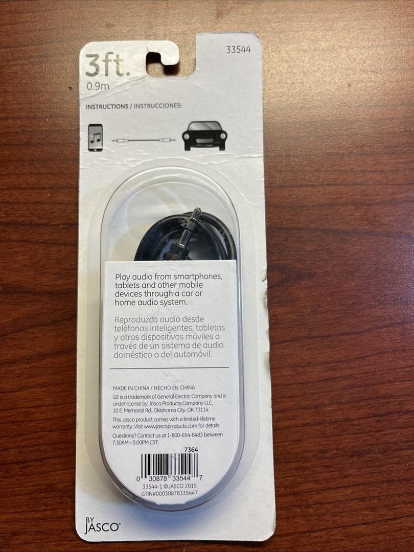 GE Audio Cable 3.5 mm Auxiliary 3ft