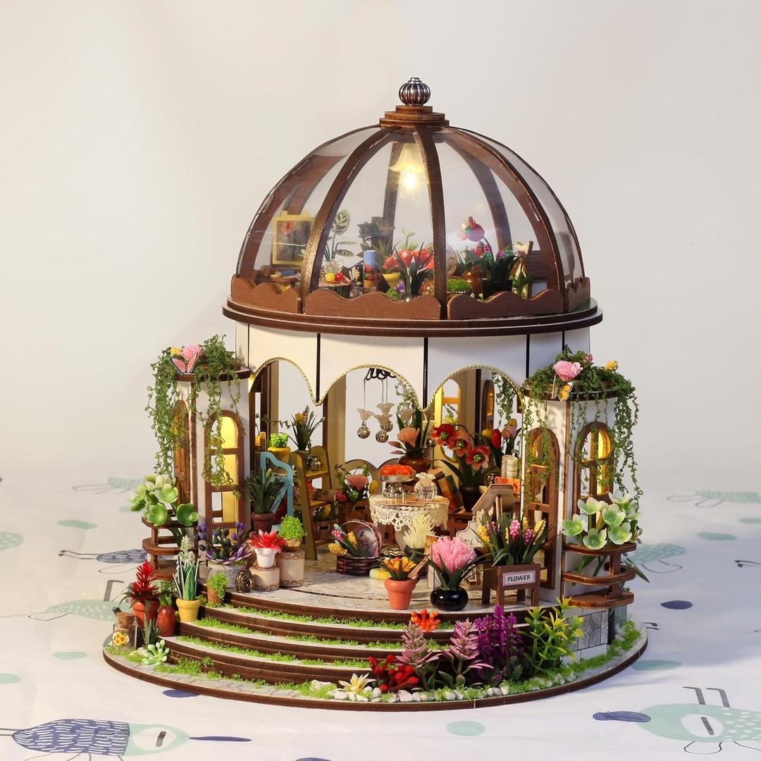 CRIOLPO DIY Greenhouse Kit, Miniature House Kits for Adults, Craft Model Building Kit with Detailed Furniture and Accessories, for Creating A Stunning Miniature Doll House Scene - Hanging Garden