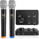 FEKTIK Wireless Microphone Karaoke Mixer System, Dual Handheld Wireless Microphone for Karaoke, Smart TV, PC, Speaker, Amplifier, Church, Wedding - Support HDMI, AUX in/Out