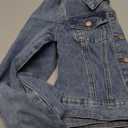 andy & natalie Women's Denim Jackets Cropped Long Sleeve Basic Button Down Crop Jean Shacket with Pockets (Light Blue) S