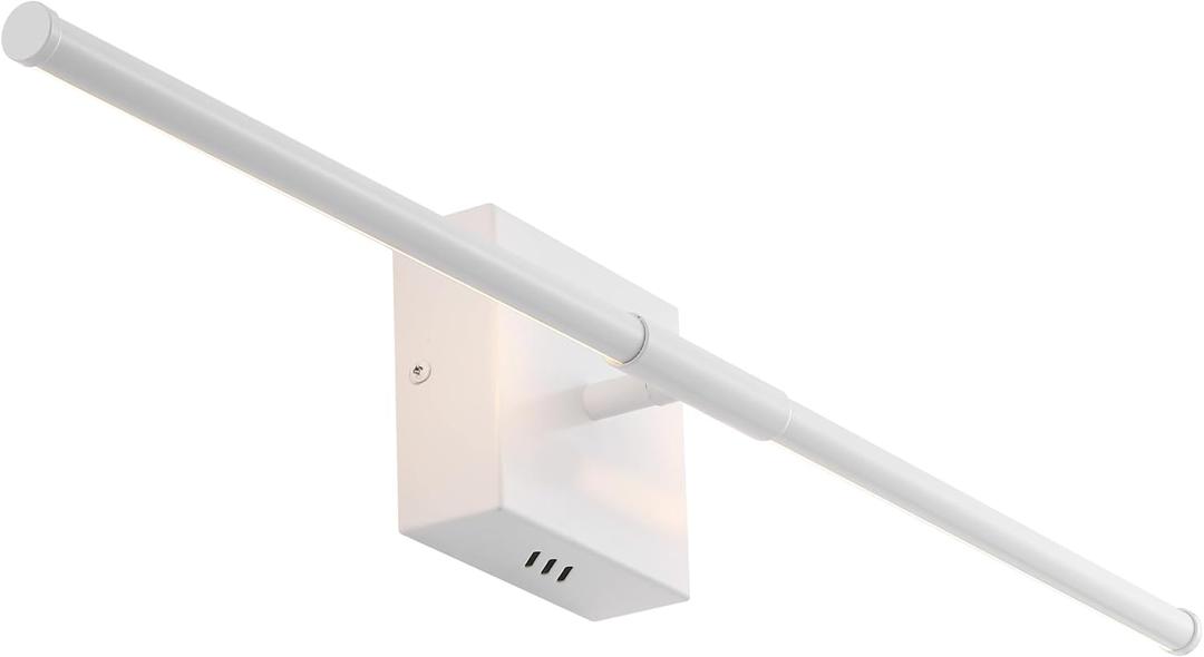 JONATHAN Y 28" White Modern Dimmable Integrated LED Wall Sconce, Metal Vanity Light for Bathroom Mirror Bedroom Hallway, Sleek Hardwired Wall Lamp Fixture, 3000K (JYL7022G), Set of 1