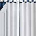 OWENIE Greyish White 100% Blackout Curtain Liner 2 Panels Set for Bedroom Living Room, Insulated Curtains Liner for 95 96 Inch Long Curtains, Each 50" Wx92 L, 2 Liners Per Set with 17 Pieces Rings