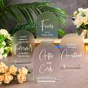 Chunful 4 Pcs Clear Acrylic Wedding Sign for Ceremony Reception 5 x 7 Frosted Arch Wedding Signage Decor with Stand Guestbook Cards and Gifts in Loving Memory Favors Sign(Elegant White,Fresh Style)