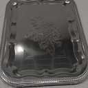 4-Pack 15.7" x 11.8" Large Silver Serving Trays Set - Floral Pattern Engraved Mirror Tray, Holiday & Party Tableware Platters for Whiskey, Cookies, Charcuterie, Snacks, Desserts, Party Food Display