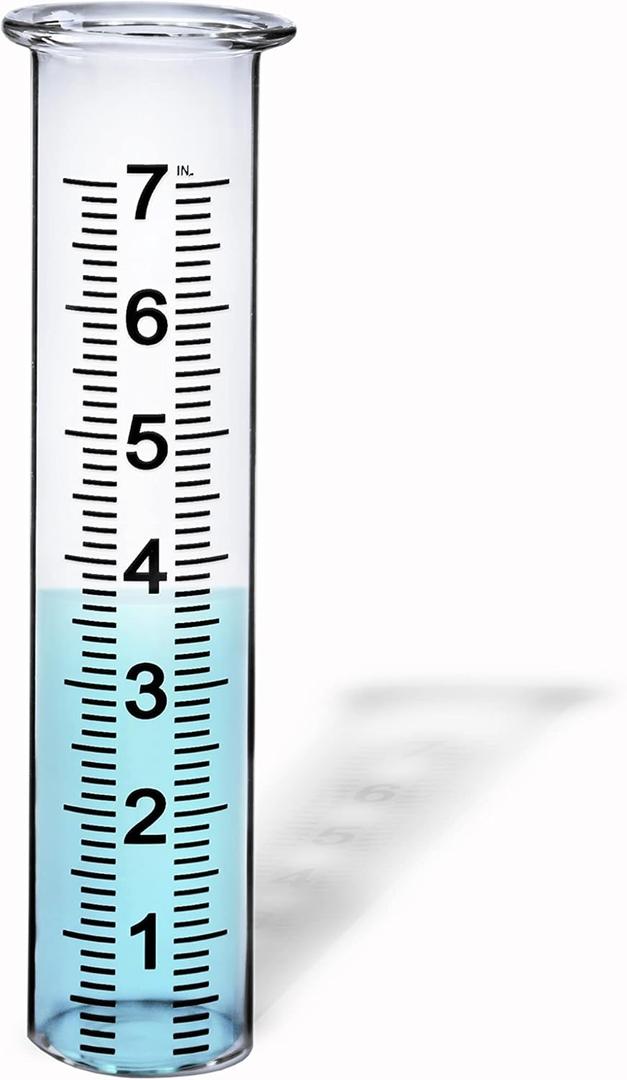 BIUWING 7" Capacity Glass rain Gauge Replacement Tube for Outdoors Yard Garden with Lip, Best Rated, Easy to Read (1 pcs)
