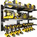 POKIPO Large Modular Power Tool Organizer Wall Mount With 6 Adjustable Shelf, Heavy Duty Iron Tool Storage Rack Loads 300lbs with 8 Cordless Tools Drill Holder,Battery Utility Rack for Garage Workshop