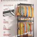 Clothes Rack - 33.0" x 12.2" x 79.5" Clothing Rack with Shelves & Wheels, Multi-Functional Wardrobe Closet with Hooks, Sturdy Metal Garment Rack for Bedroom, Laundry, Balcony (Black), Large