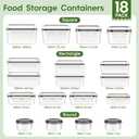 KEMETHY 36-Piece Food Storage Containers with Lids(18 Container & 18 Lid), Plastic Food Containers for Pantry & Kitchen Storage and Organization, BPA-Free, Leak Proof, Reusable with Labels & Pen