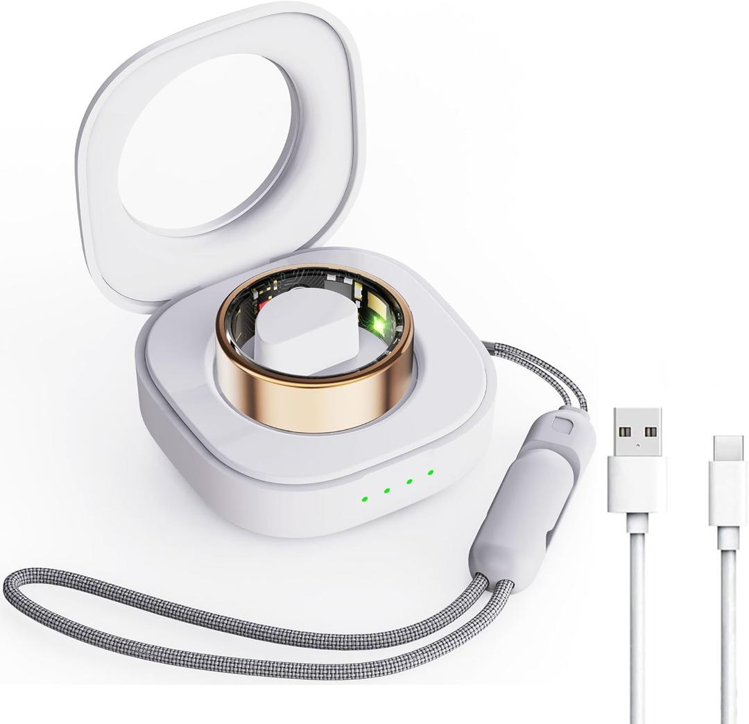 Smart Ring Charging Case Fitness Ring Charging Box Small Portable Charger for Smart Rings with Magnetic Charging Port with Flash Drive