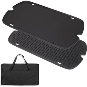 Griddle for Weber Traveler Grill 9010001 9020001 9030001, 7034 Cast Iron Griddle Insert Replacement Parts for Weber Traveler 9013001 9011701 Flat Top Griddle Accessories with Carry Bag (24.8L* 13.4W)