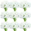 Janinka 60 Pcs Artificial Calla Lily Flowers Bulk Realistic Silk Calla Lilies Bouquet, 14 Inch Faux Flowers for Wedding, Home Decor, Party Centerpieces, Waterproof PU Material (White)