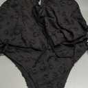 OYOANGLE Women's Tankini Swimsuits Textured Flowy Halter Bikini Set Tummy Control Modest Bathing Suits Black Large