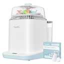 Papablic Bottle Washer Pro, Baby Bottle Washer & Sterilizer & Dryer, 4-in-1 Bottle Washer Sanitizer for Bottles, Pump Parts, & Baby Essentials - Quick & Clean with 60 Detergent Tablets (White)
