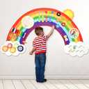 5FT Large Sunshine Rainbow Wooden Activity Wall Panel Christmas Gift Educational Montessori Toy for Toddler Kids Interactive Sensory Activity Busy Board Daycare Learning Center Toddler Room Decor
