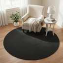 FRELISH DECOR Handwoven Jute Area Rug - Black Round Rustic Vintage Braided Reversible Rug - Eco Friendly Rug for Bedroom - Kitchen - Living Room - Farmhouse (6' Round - Black)
