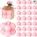 MTLEE Mini Bubble Candles Wedding Favors Gifts for Guests 1.57" x 1.38" Bubble Candles with Cards Dried Flowers DIY Gift Set for Baptism Party Bridal Shower Thank You Gifts(Pink,30 Sets)