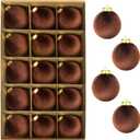 Brown Velvet Balls Ornaments for Christmas Tree 15 PCS, Big Shatterproof Neutral Christmas Bulbs Ornaments Set-Decorative Hanging Baubles, Flocked Classic Decorations for Holiday(Dark Brown,3.15 Inch)