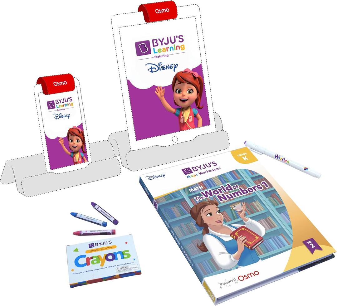 BYJU'S Magic Workbooks: Disney, Kindergarten, Math, The World of Numbers - Ages 4-6Physical-Digital Learning, Featuring Disney & Pixar Characters, Works with iPad, iPhone & Fire