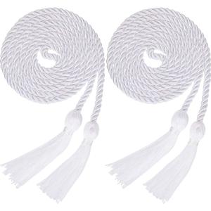 Yaomiao 2 Pieces Graduation Cords Polyester Yarn 2025 Honor Cord with Tassel for Graduation Students(White)