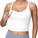 Foucome Nursing Tank Tops for Breastfeeding Longline Nursing Sports Bra Cross Back Workout Crop Top with Built in Bra, Medium